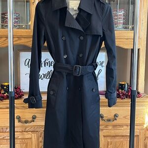 Banana Republic Black Trench Coat Double-Breasted Classic